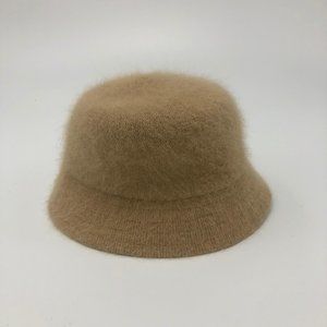Vintage Faux Fur Plush Bucket Hat Sun Brim fedora
